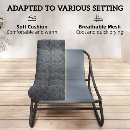 Swing Chair with Wide Mesh Seat and Thick Cushion, Outdoor Relaxing Rocker for Garden, Balcony & Patio, Up to 265 lb, 39.8 x 26.0 x 24.8 in, Gray