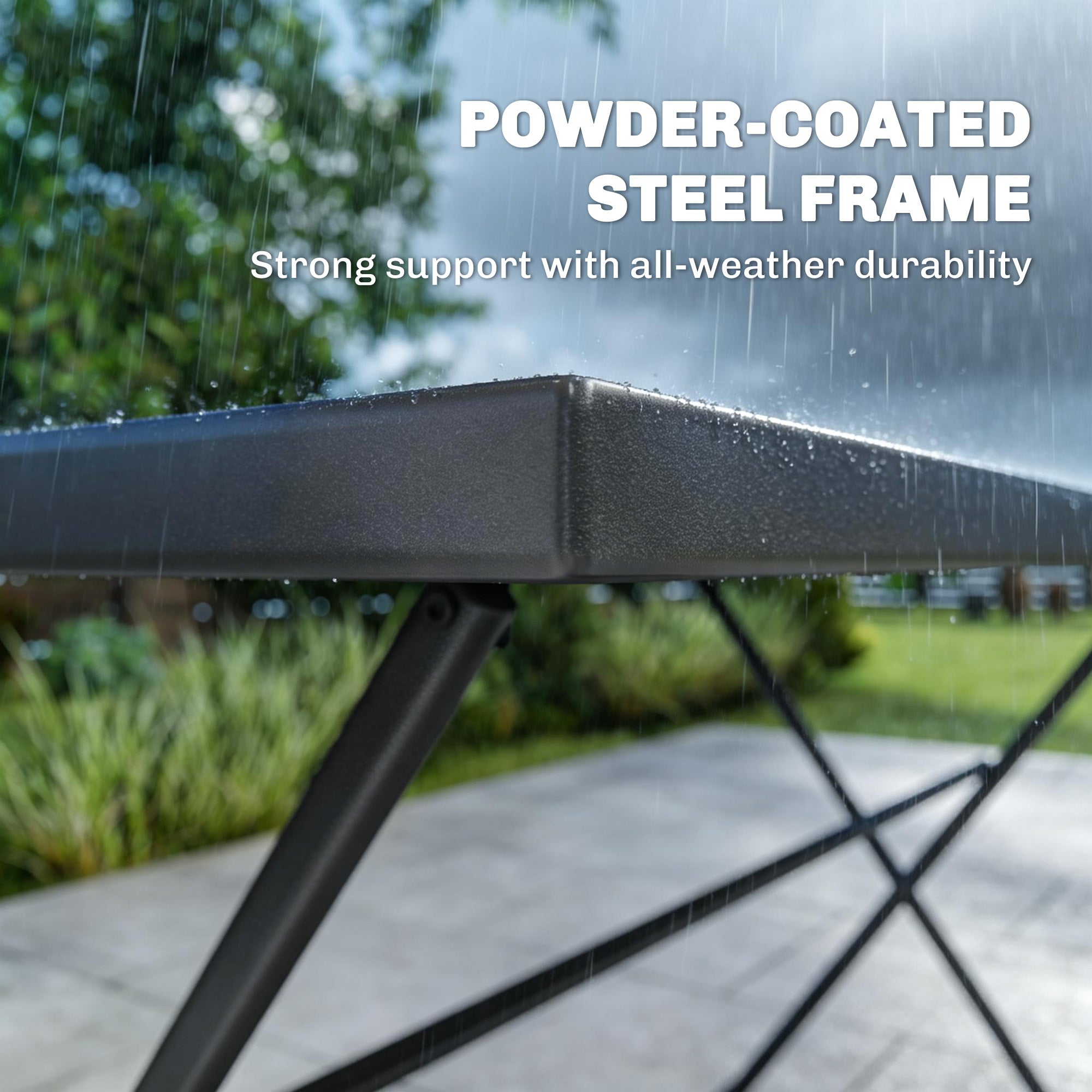 5-Piece Folding Garden Dining Set – Gray Wood-Look Table with 4 Breathable Mesh Chairs, Space-Saving Weather-Resistant Patio Set