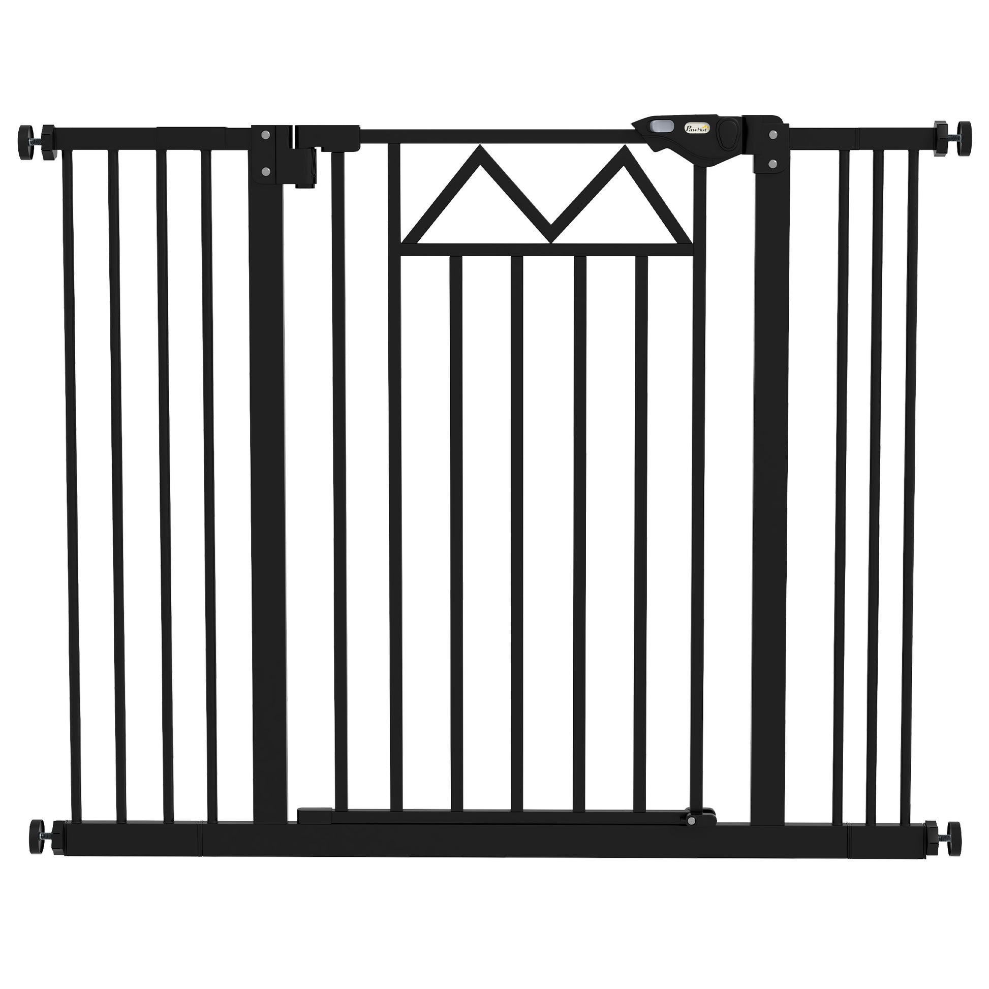 Adjustable Safety Barrier 74-100 cm Pet Gate with Automatic Lock Double Locking System and 2 Extensions 7/14cm for Doorway Hallway Stairway Black