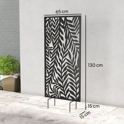 Privacy Screen 25.6 in x 51.2 in, Freestanding & Hanging, Metal Privacy Panel for Staking or Wall Mount, Balcony & Terrace, Black