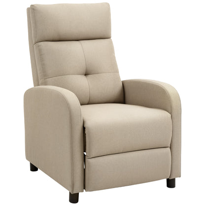 Recliner Armchair with Footrest, Linen-Look Upholstery, Pocket-Spring Seat, Reclines up to 155°, Supports up to 331 lb – Beige