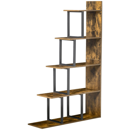 Industrial Style Staircase 5-Shelf Bookcase Room Divider 102 x 30 x 160 cm Rustic Brown