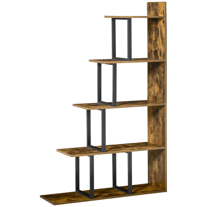 Industrial Style Staircase 5-Shelf Bookcase Room Divider 102 x 30 x 160 cm Rustic Brown