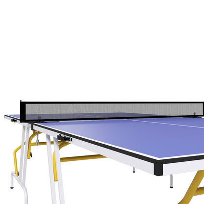 SPORTNOW Quarter-Folding Table Tennis Table with Table Tennis Net, 2 Paddles, 3 Balls, for Indoor 274 x 152.5 x 76 cm Blue