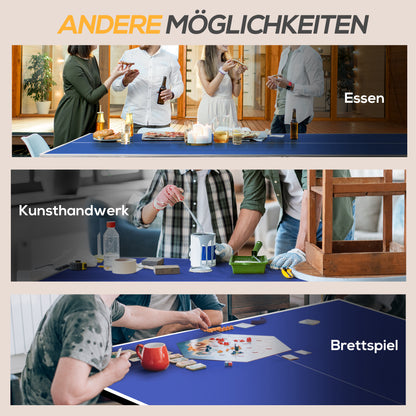 SPORTNOW Quarter-Folding Table Tennis Table with Table Tennis Net, 2 Paddles, 3 Balls, for Indoor 274 x 152.5 x 76 cm Blue