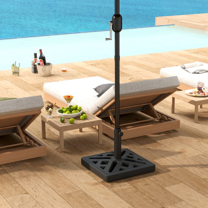 Square Parasol Base 15 kg, Concrete Umbrella Stand, Umbrella Base for Ø 32, 38, 48 mm Pole, Perforated Design, Patio Umbrella Stand for Garden Patio Terrace, 45 x 45 x 33.5 cm, Black