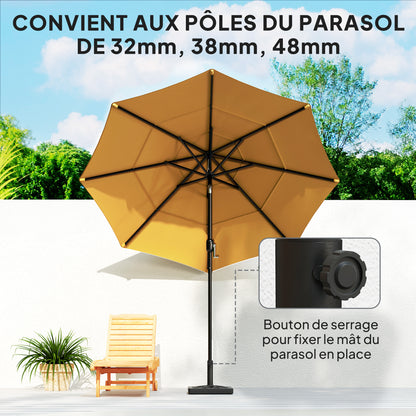 Square Parasol Base 15 kg, Concrete Umbrella Stand, Umbrella Base for Ø 32, 38, 48 mm Pole, Perforated Design, Patio Umbrella Stand for Garden Patio Terrace, 45 x 45 x 33.5 cm, Black