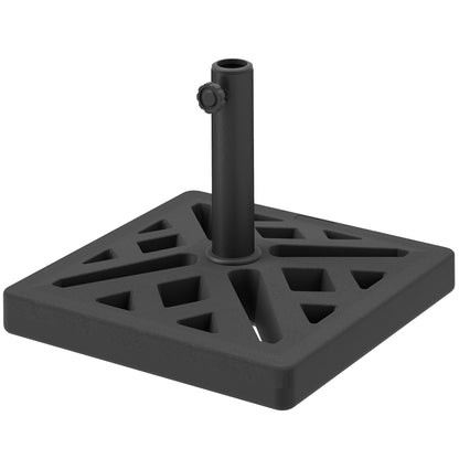 Square Parasol Base 15 kg, Concrete Umbrella Stand, Umbrella Base for Ø 32, 38, 48 mm Pole, Perforated Design, Patio Umbrella Stand for Garden Patio Terrace, 45 x 45 x 33.5 cm, Black