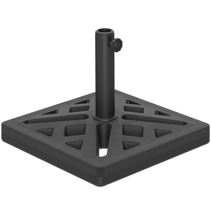 Square Parasol Base 15 kg, Concrete Umbrella Stand, Umbrella Base for Ø 32, 38, 48 mm Pole, Perforated Design, Patio Umbrella Stand for Garden Patio Terrace, 45 x 45 x 33.5 cm, Black