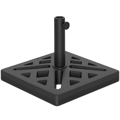 Square Parasol Base 15 kg, Concrete Umbrella Stand, Umbrella Base for Ø 32, 38, 48 mm Pole, Perforated Design, Patio Umbrella Stand for Garden Patio Terrace, 45 x 45 x 33.5 cm, Black