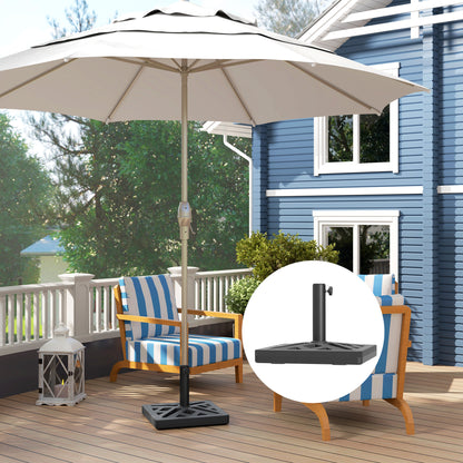 Square Parasol Base 15 kg, Concrete Umbrella Stand, Umbrella Base for Ø 32, 38, 48 mm Pole, Perforated Design, Patio Umbrella Stand for Garden Patio Terrace, 45 x 45 x 33.5 cm, Black