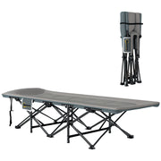 Foldable Camping Cot with Mattress Pillow Side Pocket 187 x 67 x 37 cm Guest Bed up to 150 kg Camping Cot for Adults Folding Bed for Outdoor, Garden Camping Travel Gray
