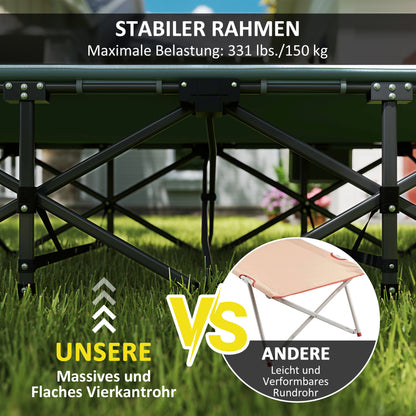 Foldable Camping Cot with Mattress Pillow Side Pocket 187 x 67 x 37 cm Guest Bed up to 150 kg Camping Cot for Adults Folding Bed for Outdoor, Garden Camping Travel Gray