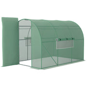 Garden Tunnel Greenhouse 6m² Reinforced Galvanized Steel 2.5cm Diameter + High Density PE Windows Door Green