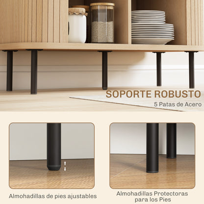 Vintage Sideboard with 2 Sliding Drum Doors and Compartments for Living Room, Kitchen, Dining Room 90x40x75 cm Oak