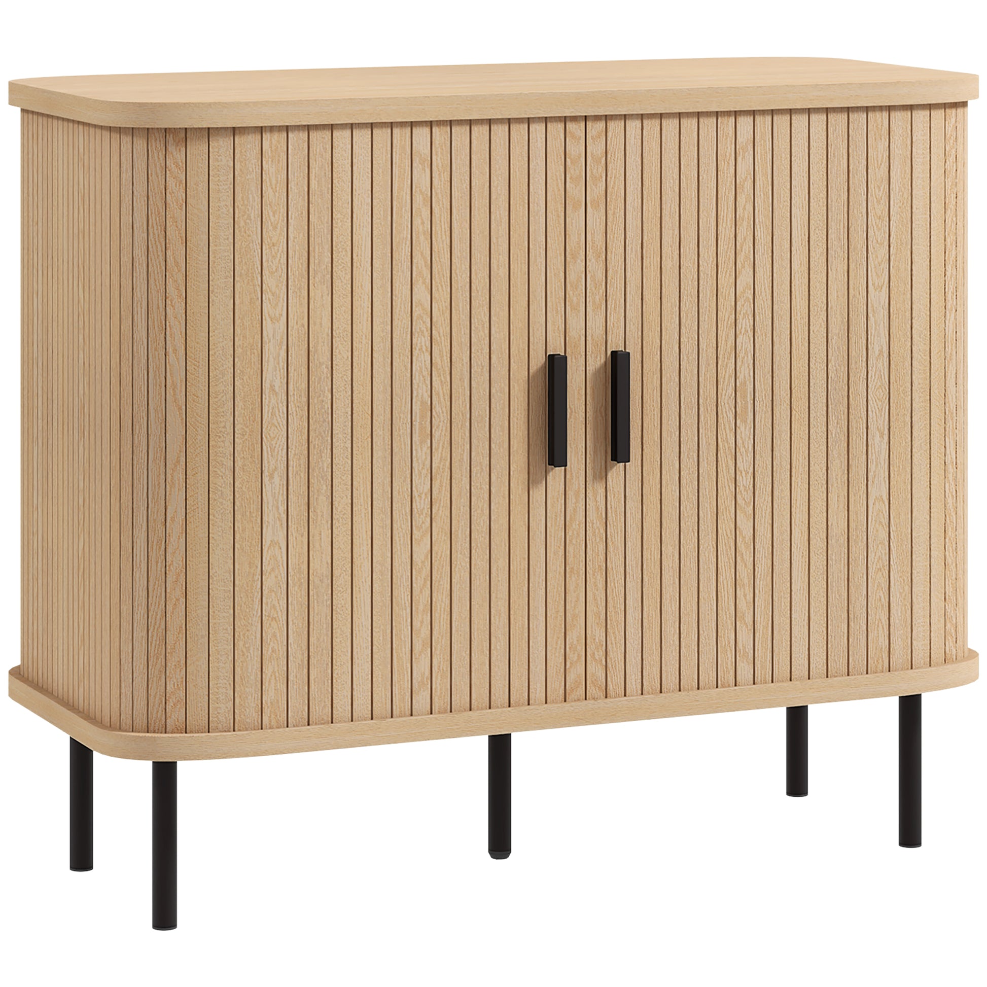 Vintage Sideboard with 2 Sliding Drum Doors and Compartments for Living Room, Kitchen, Dining Room 90x40x75 cm Oak