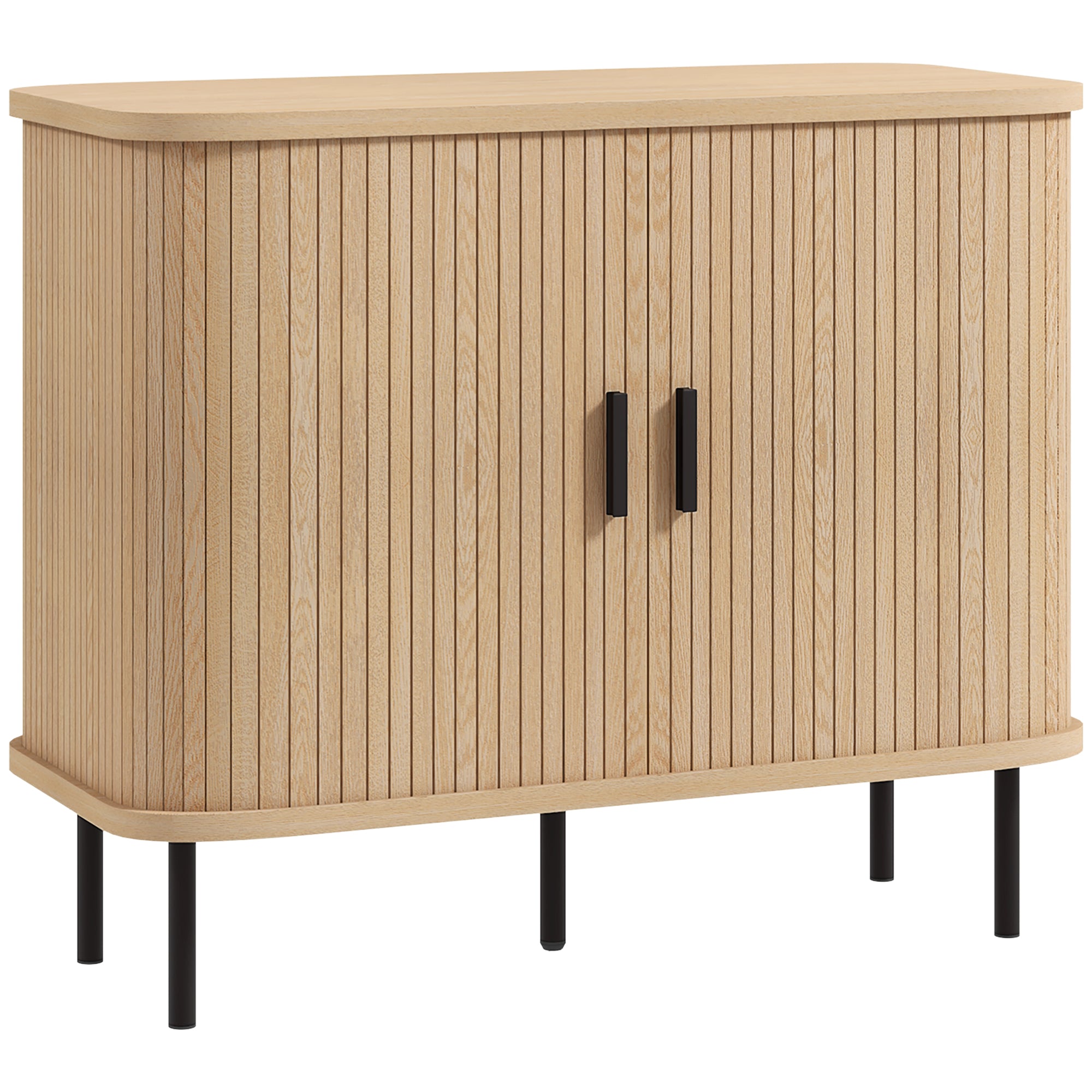 Vintage Sideboard with 2 Sliding Drum Doors and Compartments for Living Room, Kitchen, Dining Room 90x40x75 cm Oak