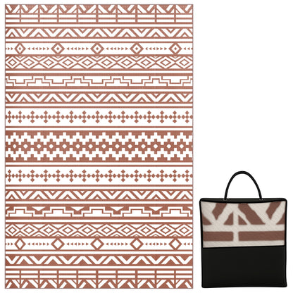 Reversible Outdoor Rug 1.8 x 2.7 m, weather-resistant PP geometric wall pattern floor mat, includes carry bag, outdoor terrace rug, red and white