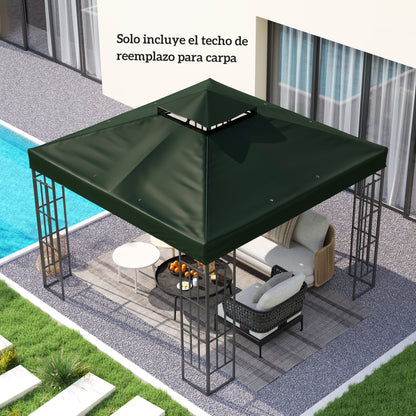 Replacement Canopy for Gazebo 3x3 m Replacement Cover 370g/㎡ with Double Roof with Mosquito Net UV Protection 30+ Replacement Canopy for Gazebo Green