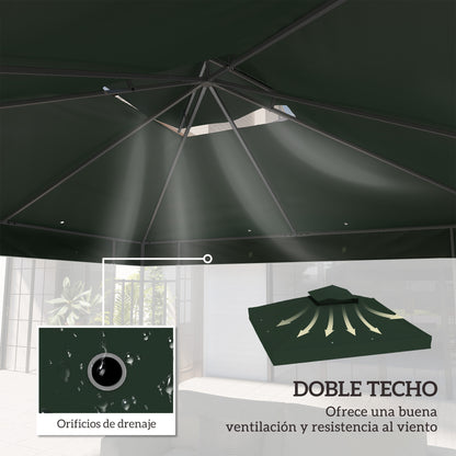 Replacement Canopy for Gazebo 3x3 m Replacement Cover 370g/㎡ with Double Roof with Mosquito Net UV Protection 30+ Replacement Canopy for Gazebo Green