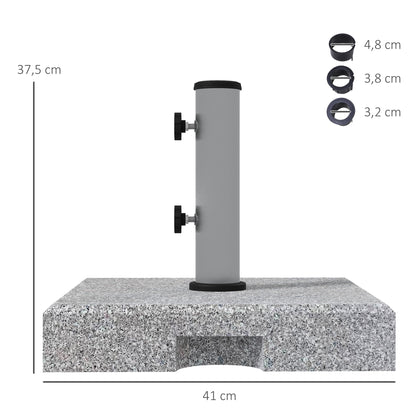 Granite Umbrella Stand 28kg Umbrella Base with Two Rotating Knobs on the Stand for Mast Diameter Ø 32/38/48 mm, Umbrella Stand with Wheels for Garden, Balcony, Granite, Gray