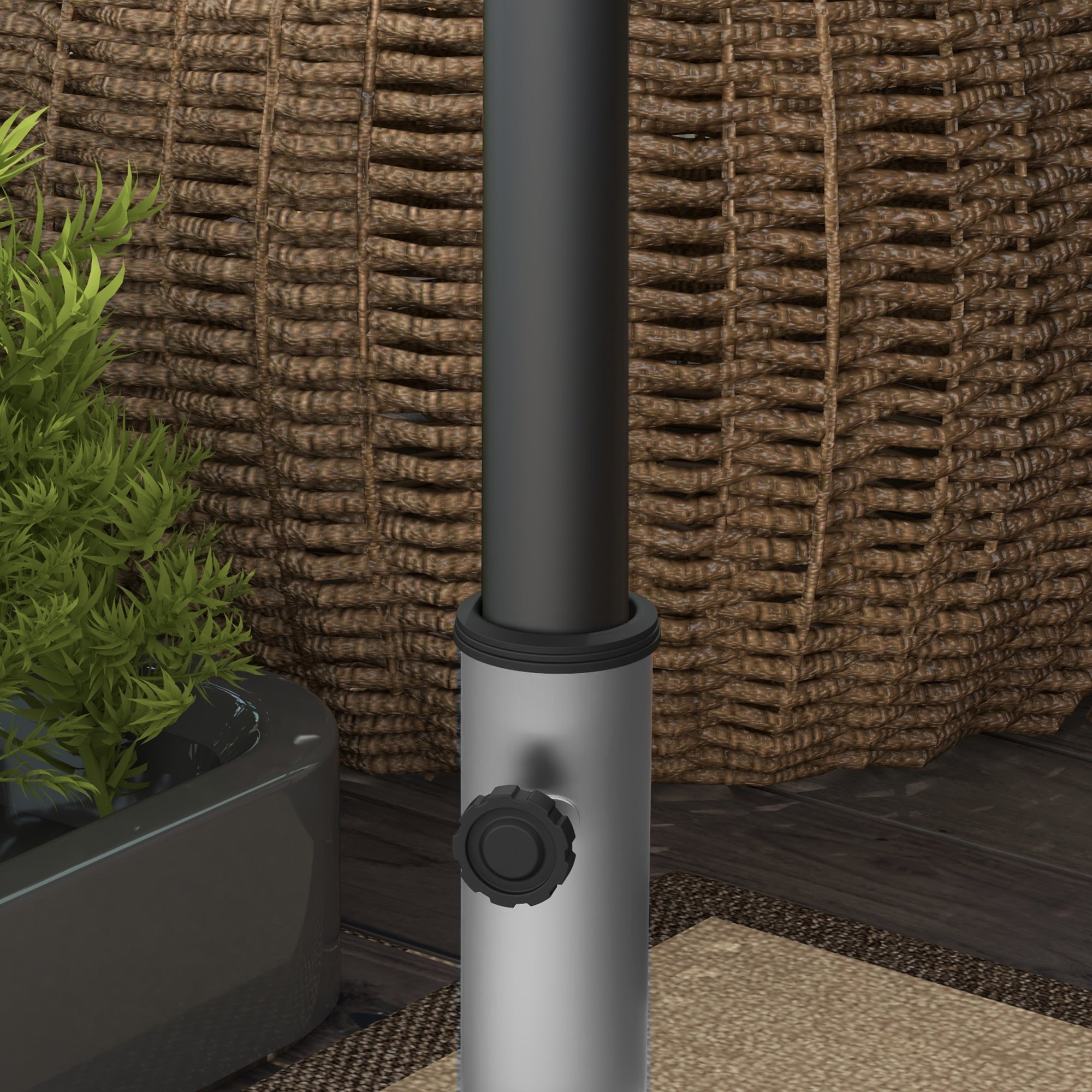 Granite Umbrella Stand 28kg Umbrella Base with Two Rotating Knobs on the Stand for Mast Diameter Ø 32/38/48 mm, Umbrella Stand with Wheels for Garden, Balcony, Granite, Gray