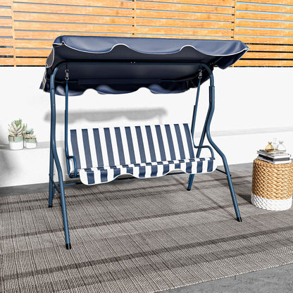2-3 Seater Garden Swing Outdoor Swing with Adjustable Waterproof Canopy and Steel Frame for Patio Balcony 170x110x153 cm Blue