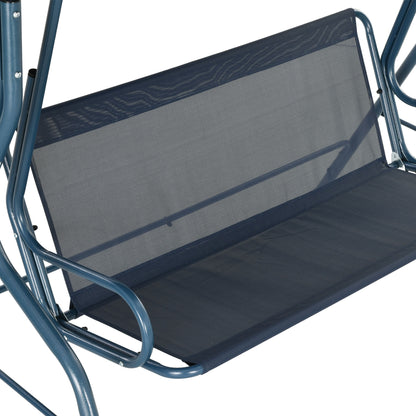2-3 Seater Garden Swing Outdoor Swing with Adjustable Waterproof Canopy and Steel Frame for Patio Balcony 170x110x153 cm Blue
