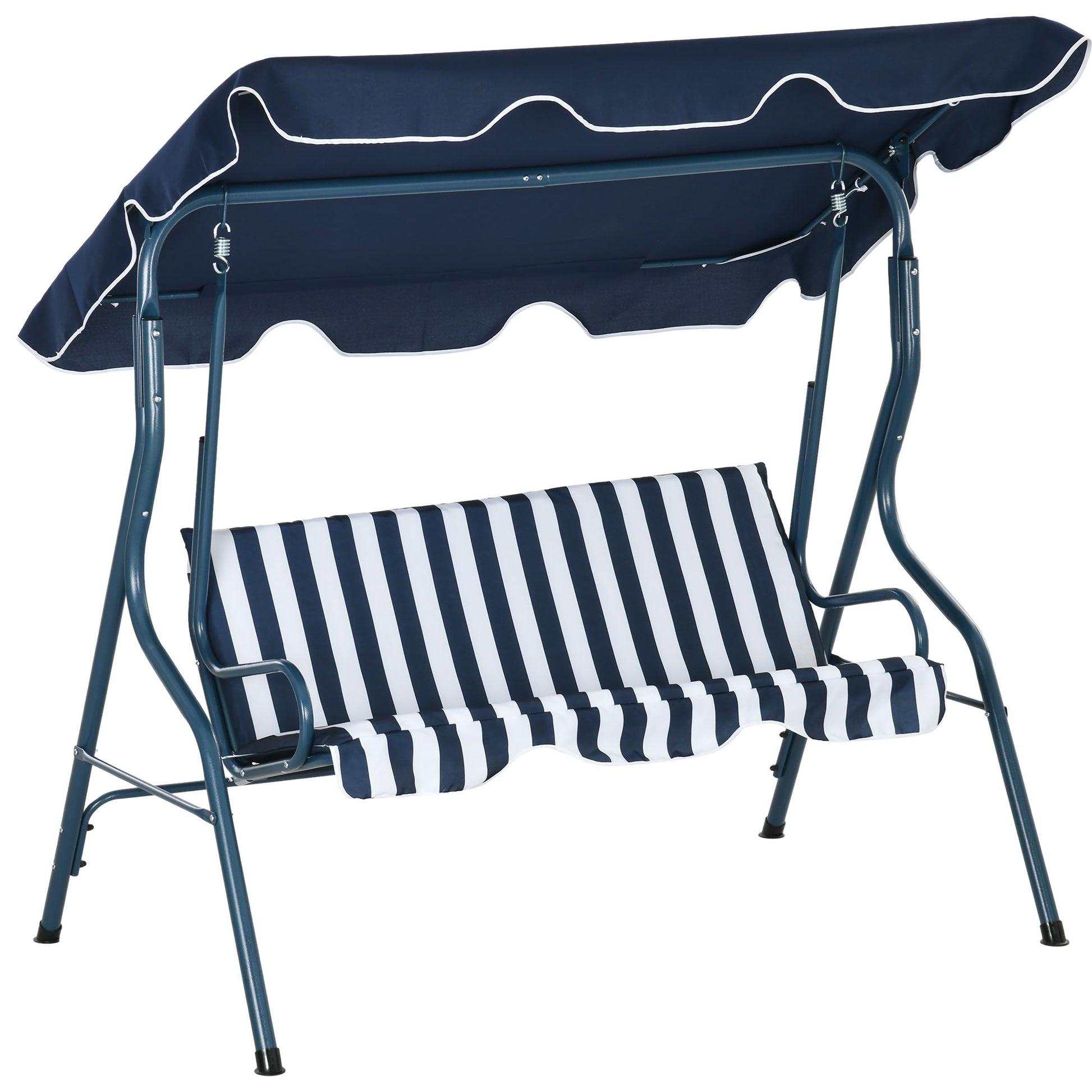 2-3 Seater Garden Swing Outdoor Swing with Adjustable Waterproof Canopy and Steel Frame for Patio Balcony 170x110x153 cm Blue