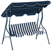 2-3 Seater Garden Swing Outdoor Swing with Adjustable Waterproof Canopy and Steel Frame for Patio Balcony 170x110x153 cm Blue