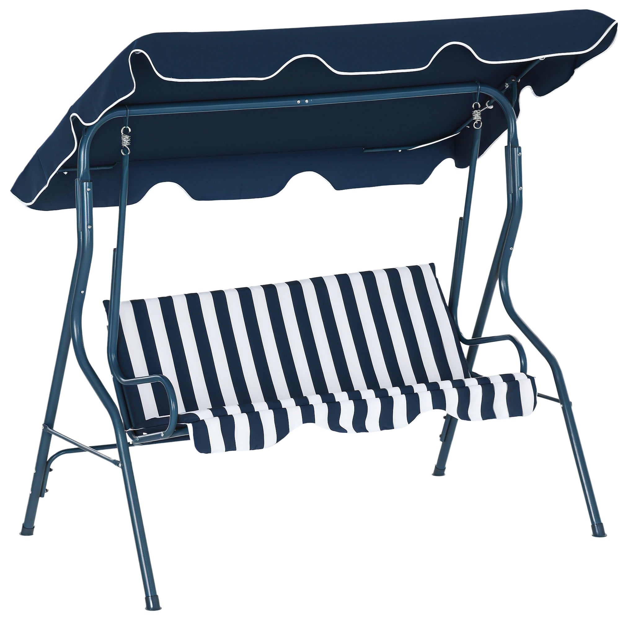 2-3 Seater Garden Swing Outdoor Swing with Adjustable Waterproof Canopy and Steel Frame for Patio Balcony 170x110x153 cm Blue
