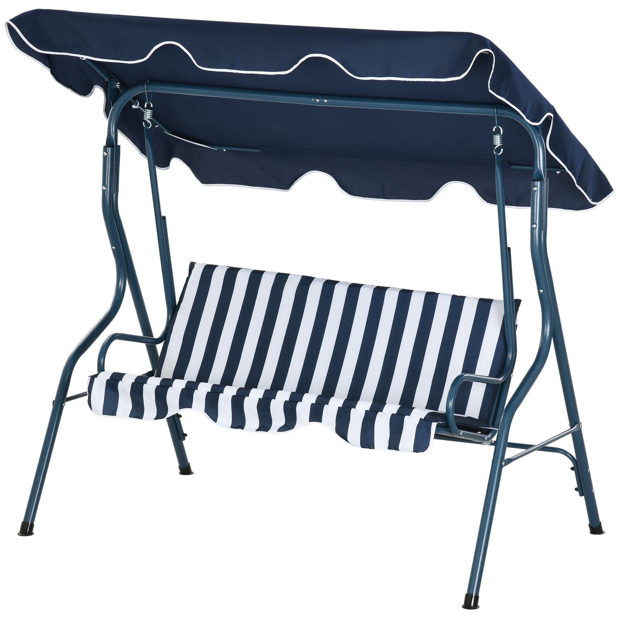 2-3 Seater Garden Swing Outdoor Swing with Adjustable Waterproof Canopy and Steel Frame for Patio Balcony 170x110x153 cm Blue