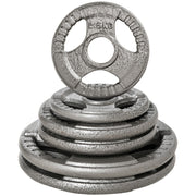 Set of 6 Steel Weight Plates Total of 35 kg 2x10 kg 2x5 kg 2x2.5 kg Olympic Plates with Central Hole of Ø54 mm for Home Gym Training Silver