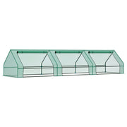 Waterproof and Anti-UV Garden Greenhouse with 3 Roll-Up Windows, Mini Plant Greenhouse in Steel and Polyethylene, 400x100x80 cm, Green