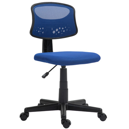 Armless Ergonomic Office Chair Swivel Desk Chair with Breathable Mesh Backrest Adjustable Height Office Chair 120 kg Capacity Blue