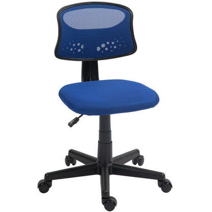 Armless Ergonomic Office Chair Swivel Desk Chair with Breathable Mesh Backrest Adjustable Height Office Chair 120 kg Capacity Blue