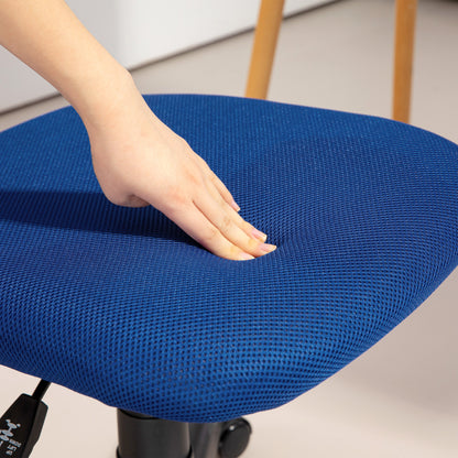 Armless Ergonomic Office Chair Swivel Desk Chair with Breathable Mesh Backrest Adjustable Height Office Chair 120 kg Capacity Blue