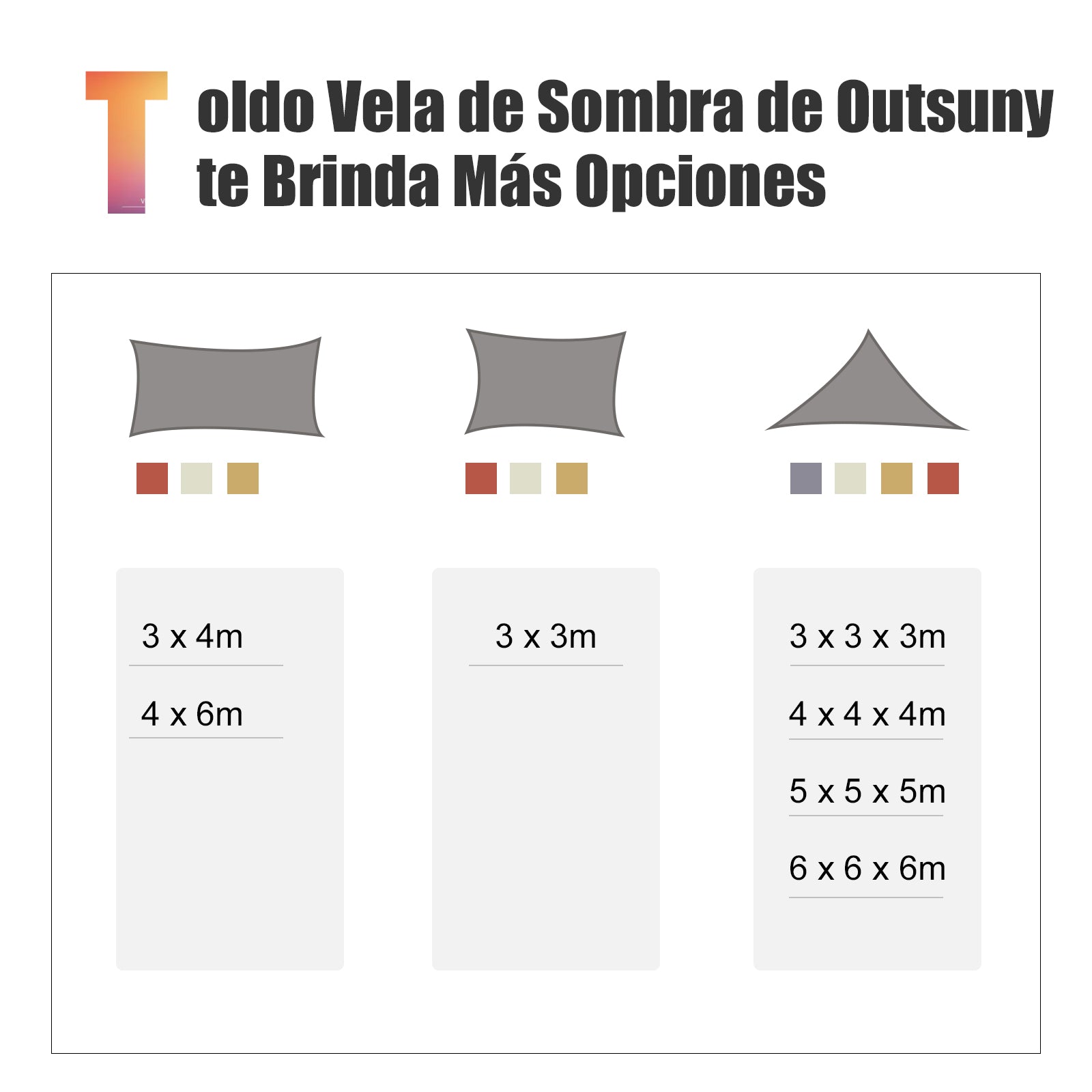 - Rectangular Sail Canopy (various sizes and colors), size 3x4m, color sand