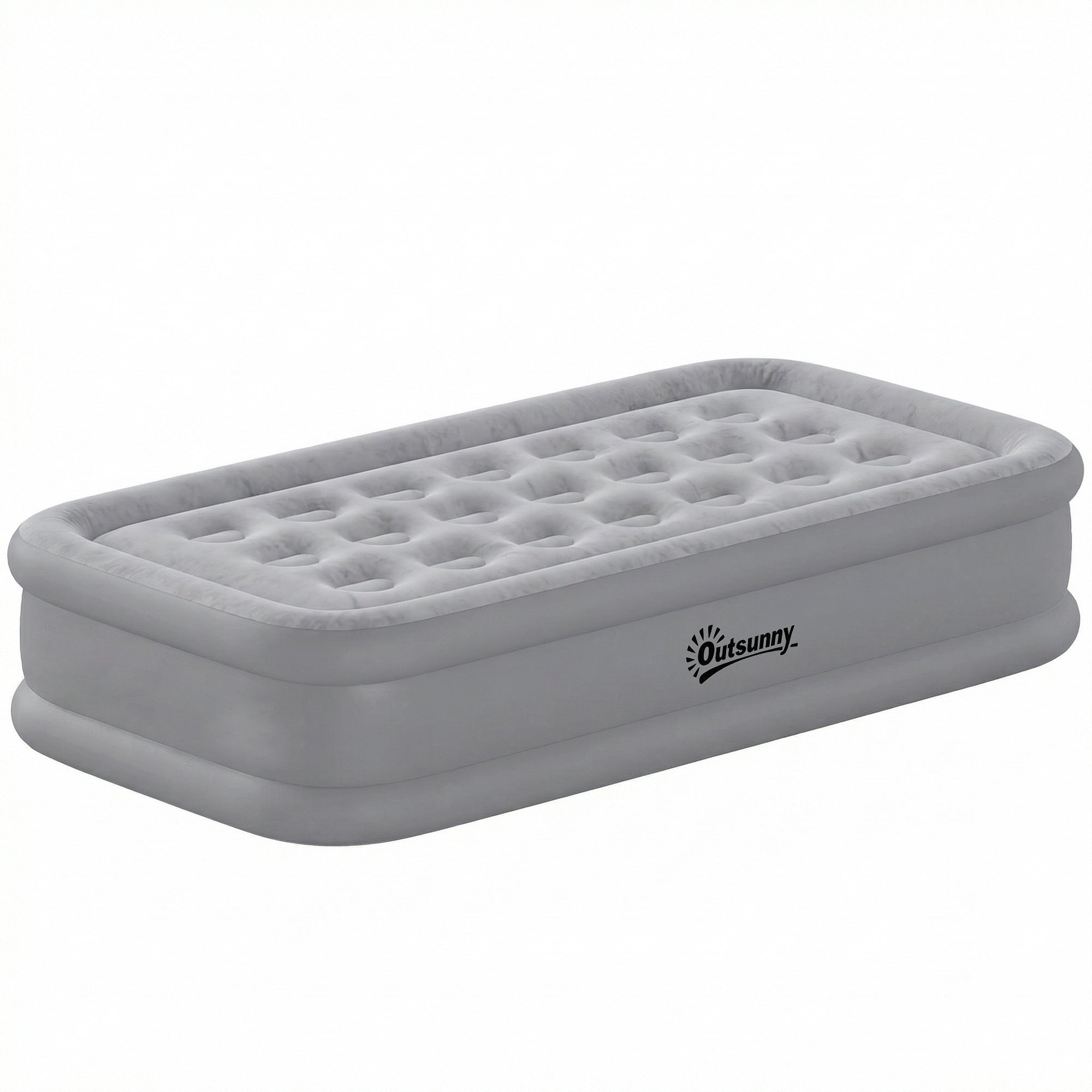 Self-Inflating Single Air Mattress with Built-In Electric Pump — Inflates in 3 Minutes, Flocked Surface, Waterproof Portable Guest Bed for Camping & Home (190 x 97 x 39 cm)
