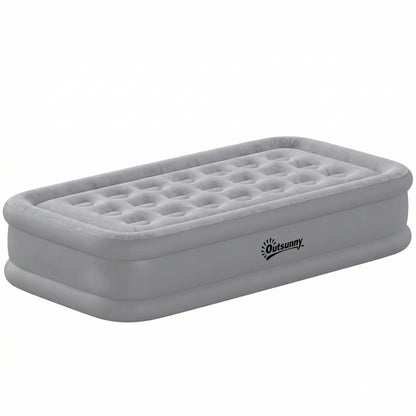 Self-Inflating Single Air Mattress with Built-In Electric Pump — Inflates in 3 Minutes, Flocked Surface, Waterproof Portable Guest Bed for Camping & Home (190 x 97 x 39 cm)
