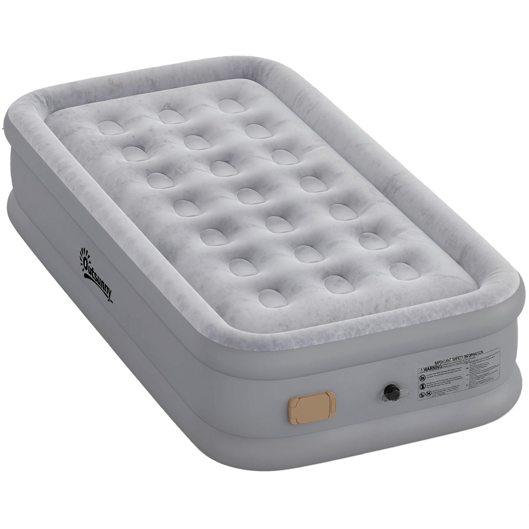 Self-Inflating Single Air Mattress with Built-In Electric Pump — Inflates in 3 Minutes, Flocked Surface, Waterproof Portable Guest Bed for Camping & Home (190 x 97 x 39 cm)