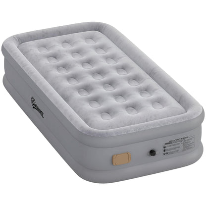 Self-Inflating Single Air Mattress with Built-In Electric Pump — Inflates in 3 Minutes, Flocked Surface, Waterproof Portable Guest Bed for Camping & Home (190 x 97 x 39 cm)