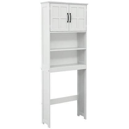 Over-the-Toilet Cabinet for Washer with 2 Doors Open Shelves and Adjustable Shelf Bathroom Cabinet 66x23x178 cm White