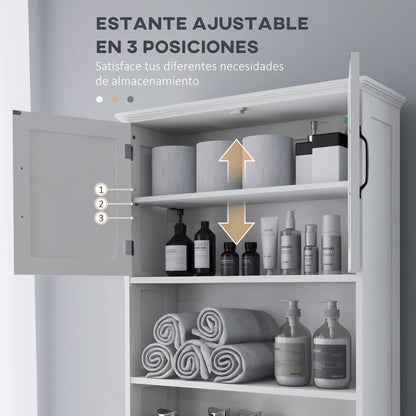 Over-the-Toilet Cabinet for Washer with 2 Doors Open Shelves and Adjustable Shelf Bathroom Cabinet 66x23x178 cm White