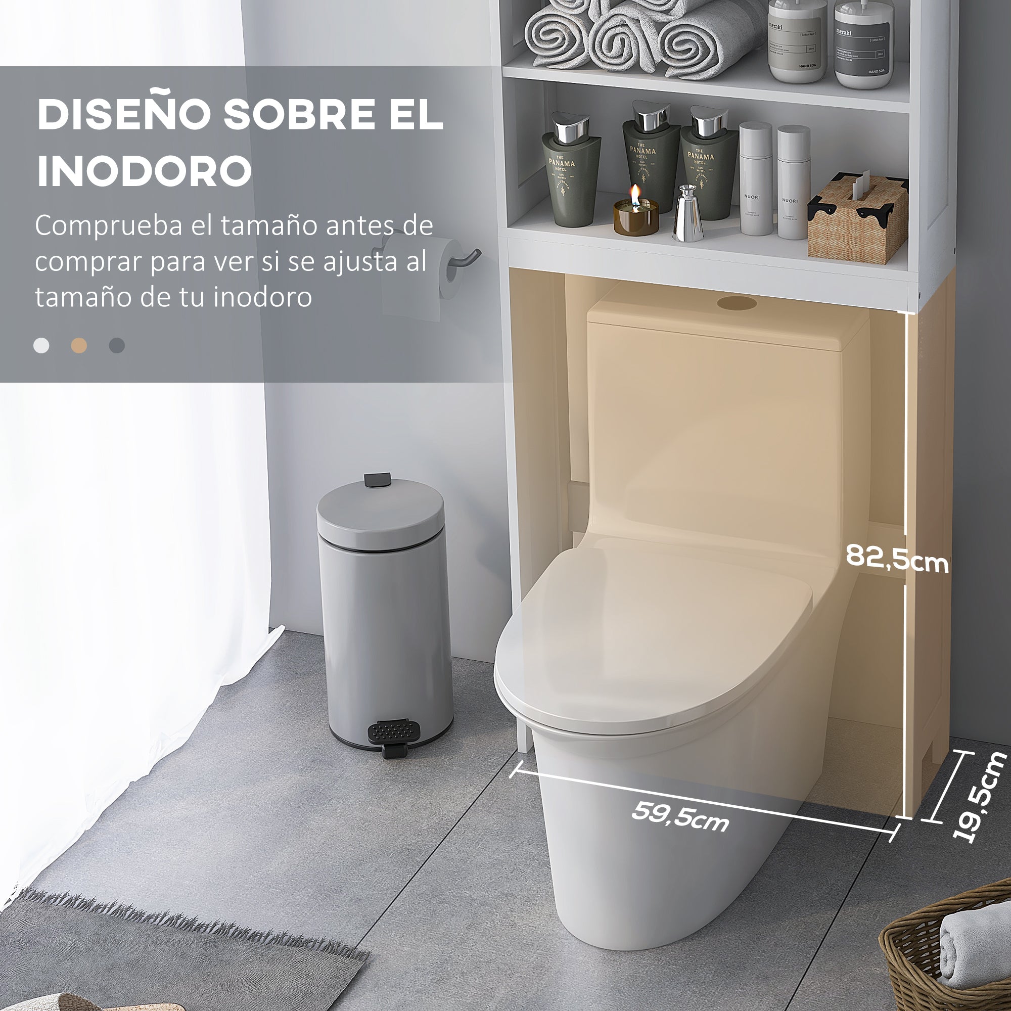 Over-the-Toilet Cabinet for Washer with 2 Doors Open Shelves and Adjustable Shelf Bathroom Cabinet 66x23x178 cm White