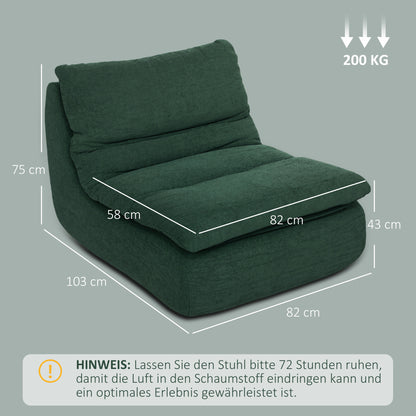 Floor Chair with one-piece ultrahigh density foam, floor sofa Lazy Sofa with velvet look meditation chair lounge chair for home, office, Green