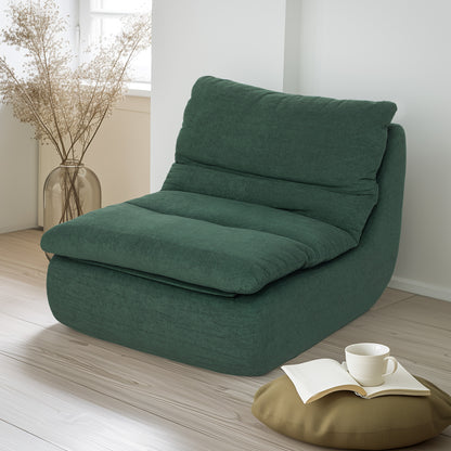 Floor Chair with one-piece ultrahigh density foam, floor sofa Lazy Sofa with velvet look meditation chair lounge chair for home, office, Green
