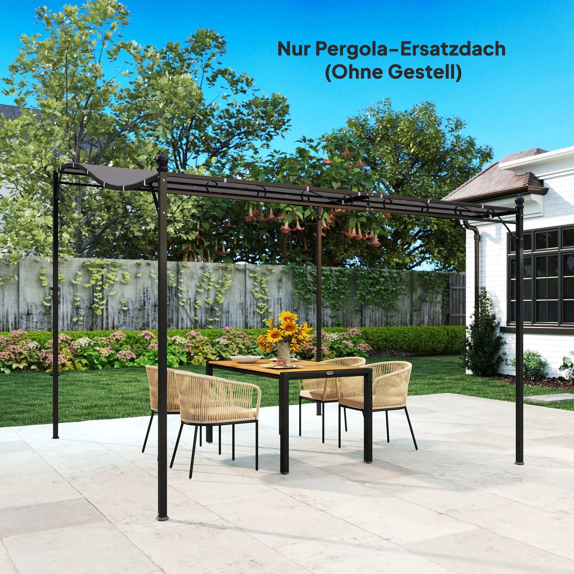 Replacement Pergola Canopy, 298 x 293 cm (9.8 x 9.6 ft) Sun Sail for 3 x 3 m Pavilion — Dark Gray