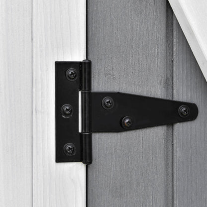 Garden Cabinet Tool Shed with 2 Doors Tool Cabinet with Asphalt Roof Garden Storage Cabinet Anti-dumping Design with Ground Nails Fir Wood Gray+White 139 x 75 x 160 cm