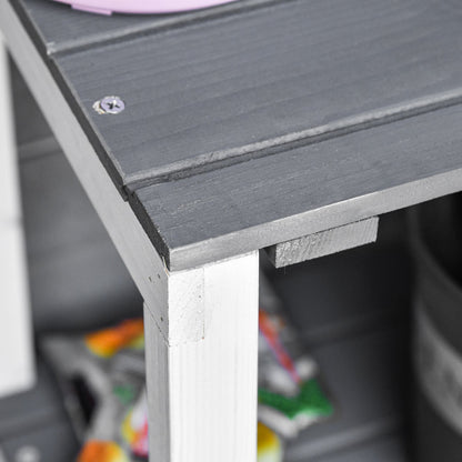 Garden Cabinet Tool Shed with 2 Doors Tool Cabinet with Asphalt Roof Garden Storage Cabinet Anti-dumping Design with Ground Nails Fir Wood Gray+White 139 x 75 x 160 cm